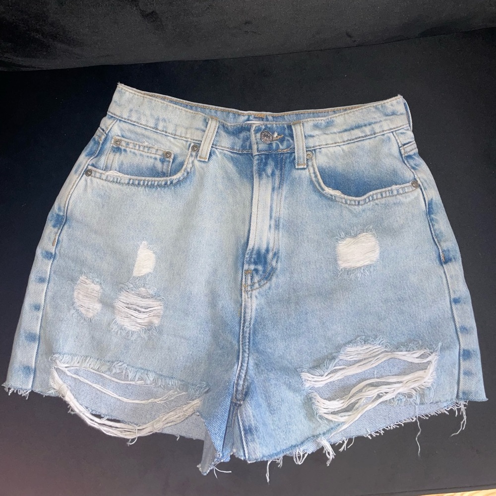 High waisted denim shorts